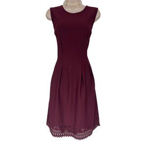 Size 2X 18 20 BURGUNDY WINE FIT & FLARE CUTOUT DRESS Spring Summer PLUS SIZE